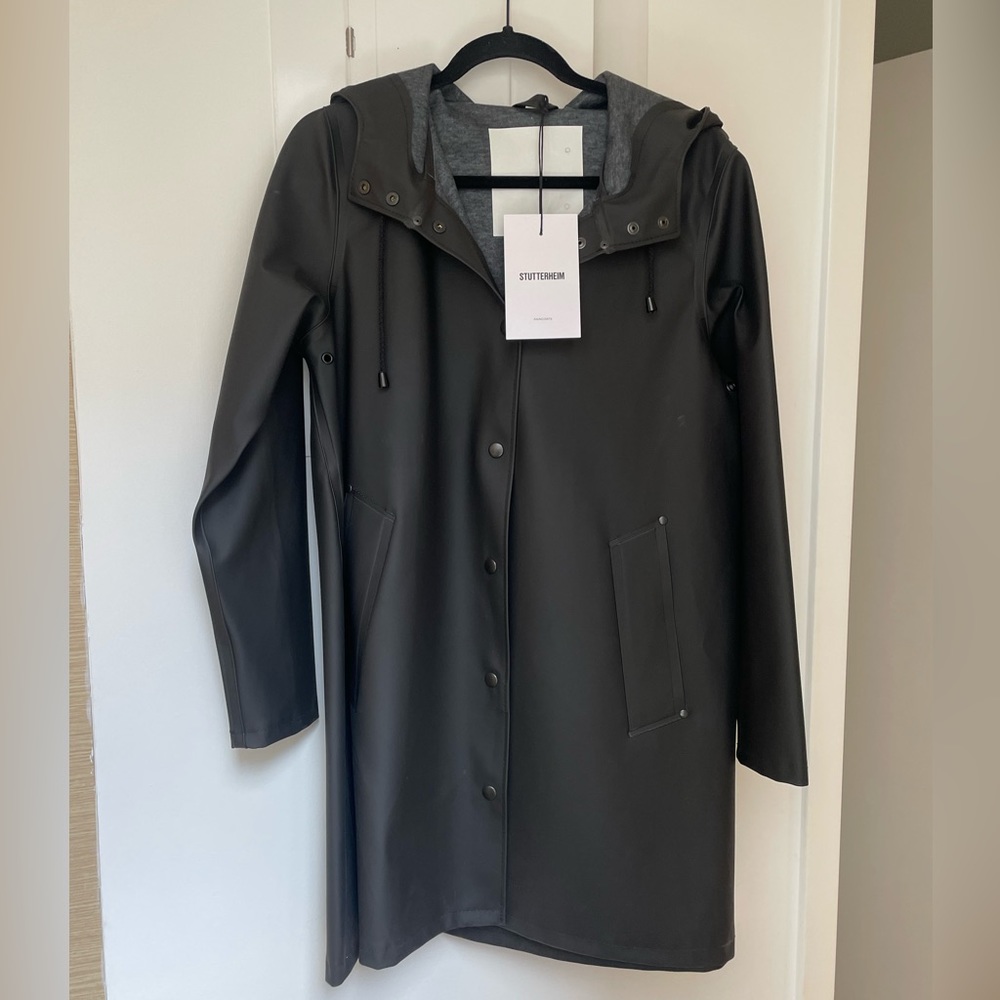 Stutterheim Matte Black Hooded Raincoat